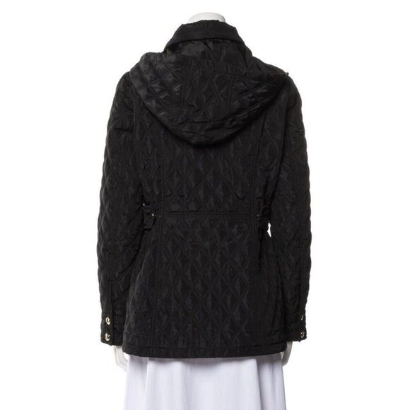 Michael Kors Authentic Solid Black Quilted Long Sleeve Jacket Coat Hooded Small - Picture 3 of 9